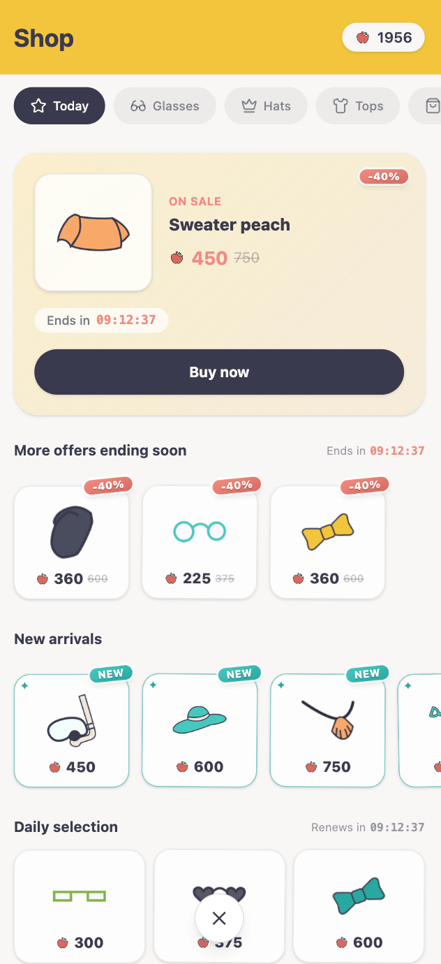 In-game shop screen